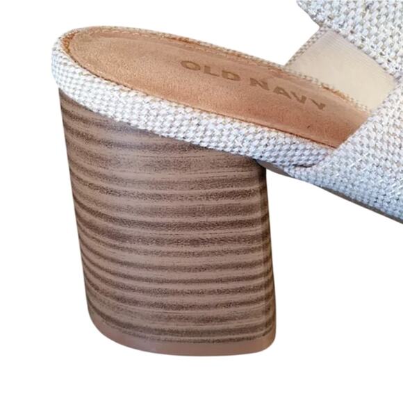 Old Navy Slingback Chunky Heel Sandal Shoes 10 Natural Beige New with Tags - Picture 6 of 13